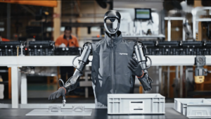humanoid robot sorts parts.